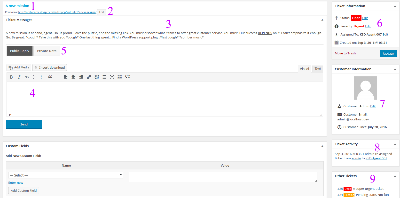 WordPress helpdesk plugin single ticket view