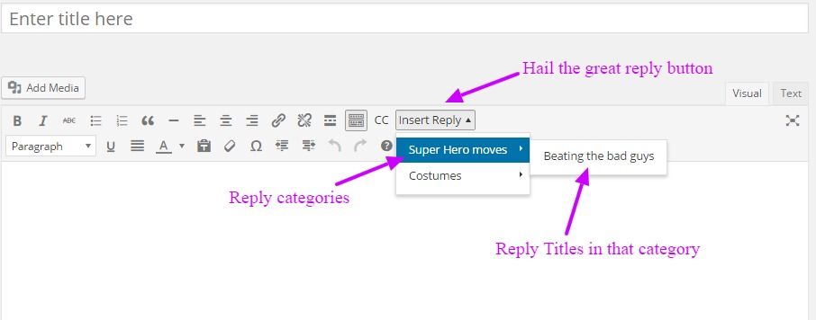 Insert a WordPress help desk reply